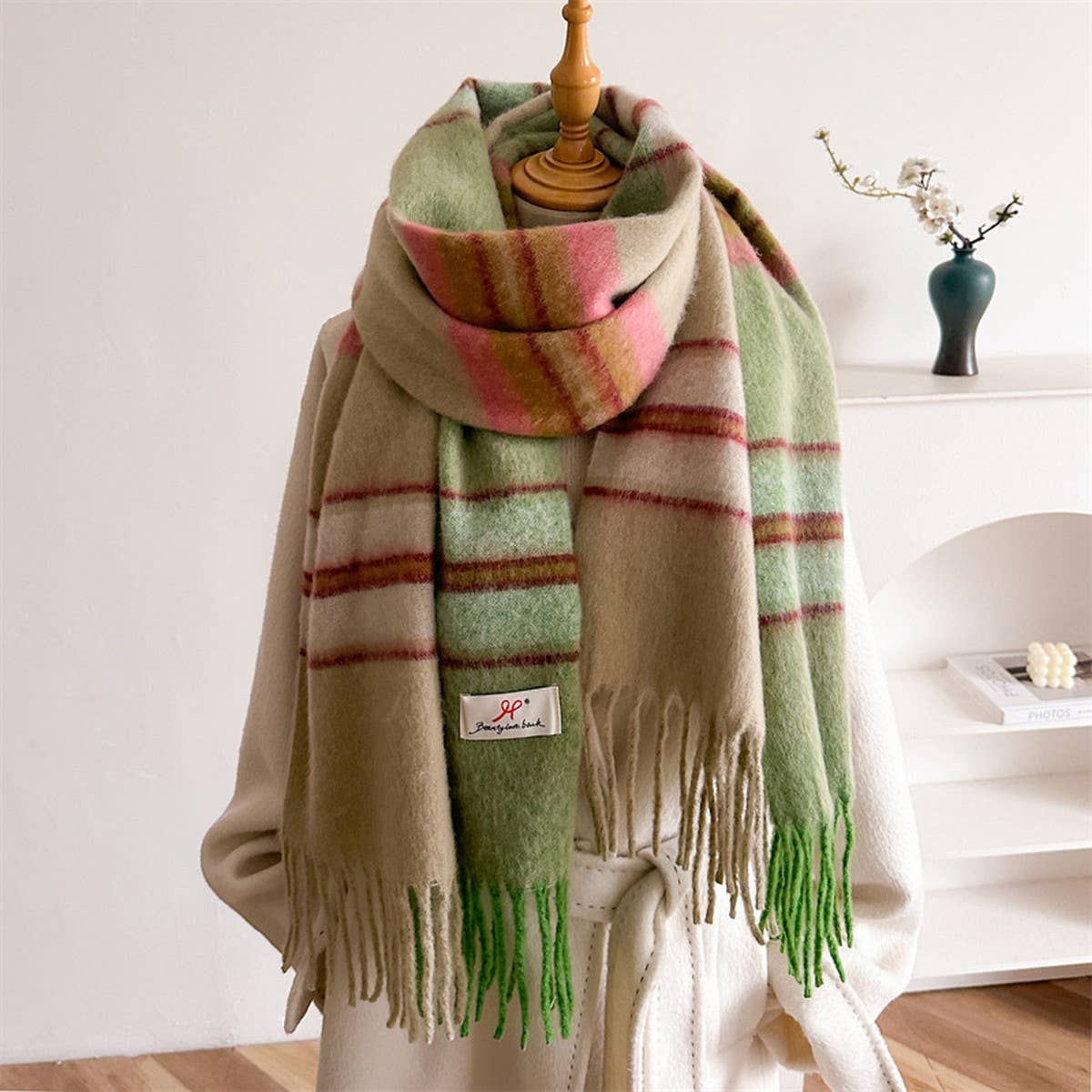 Soft Gradient Knit Tassel Scarf Wrap Shawl_CWASC2739