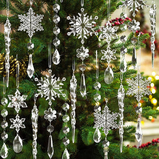 CWMM10169_18PCS CLEAR ACRYLIC ICICLE CHRISTMAS ORNAMENTS