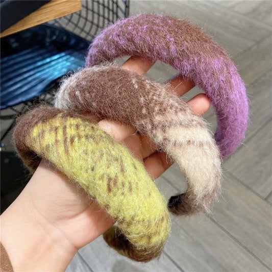 RETRO COLORFUL WIDE BRIM PLUSH HEADBAND_CWAHA1700