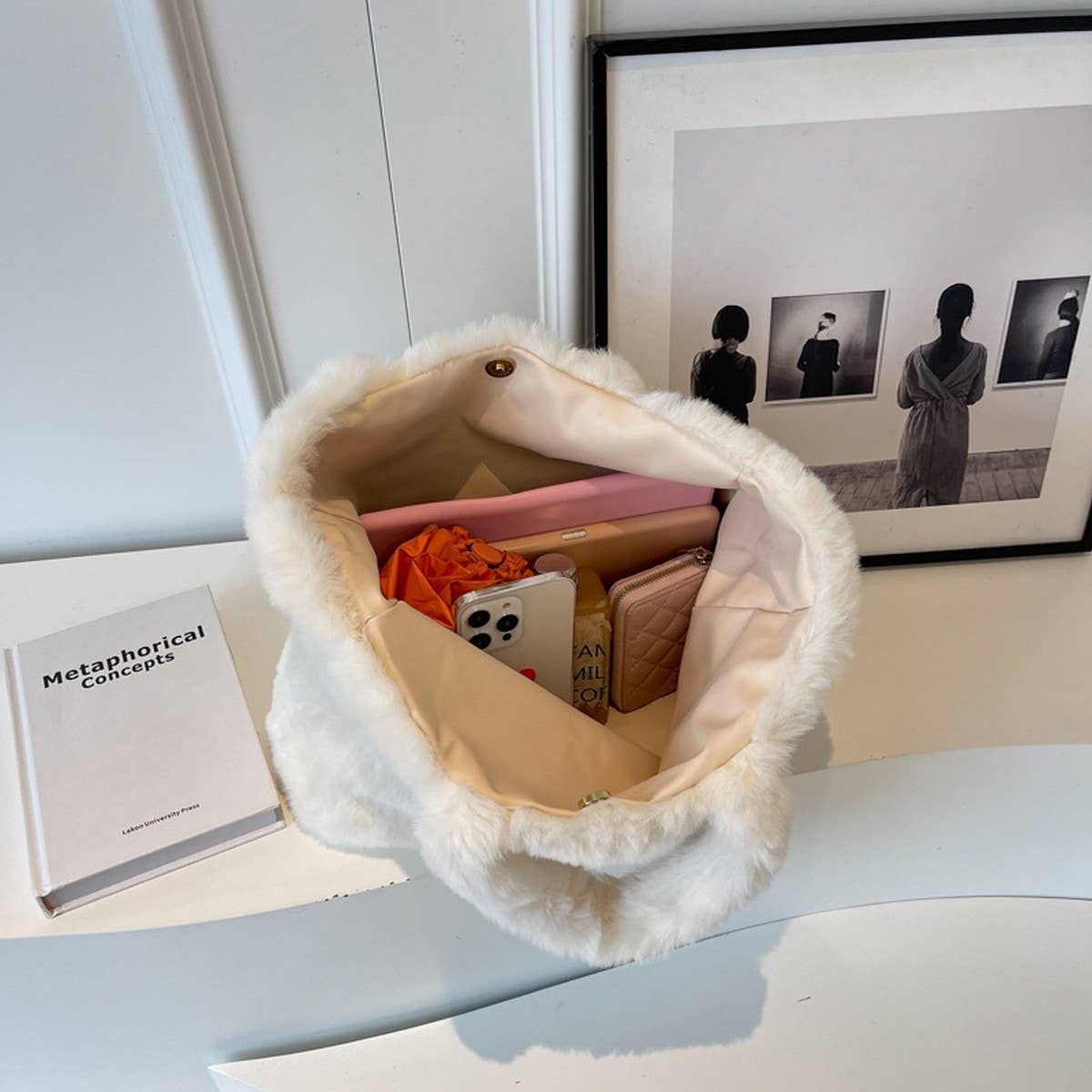 WINTER BIG EAR RABBIT HANDBAG SHOULDER PLUSH BAG_CWAB3949