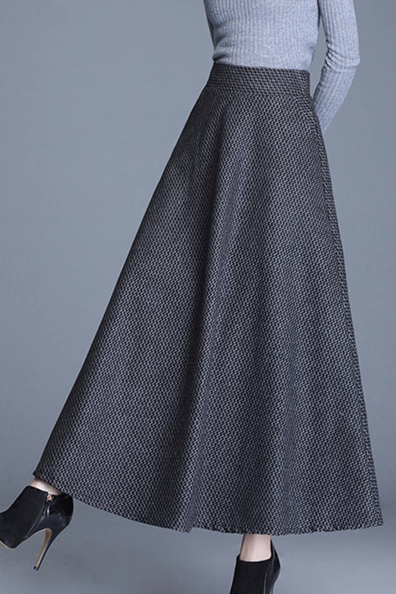 WOOLEN THICKENED WAISTLINE LONG SKIRT