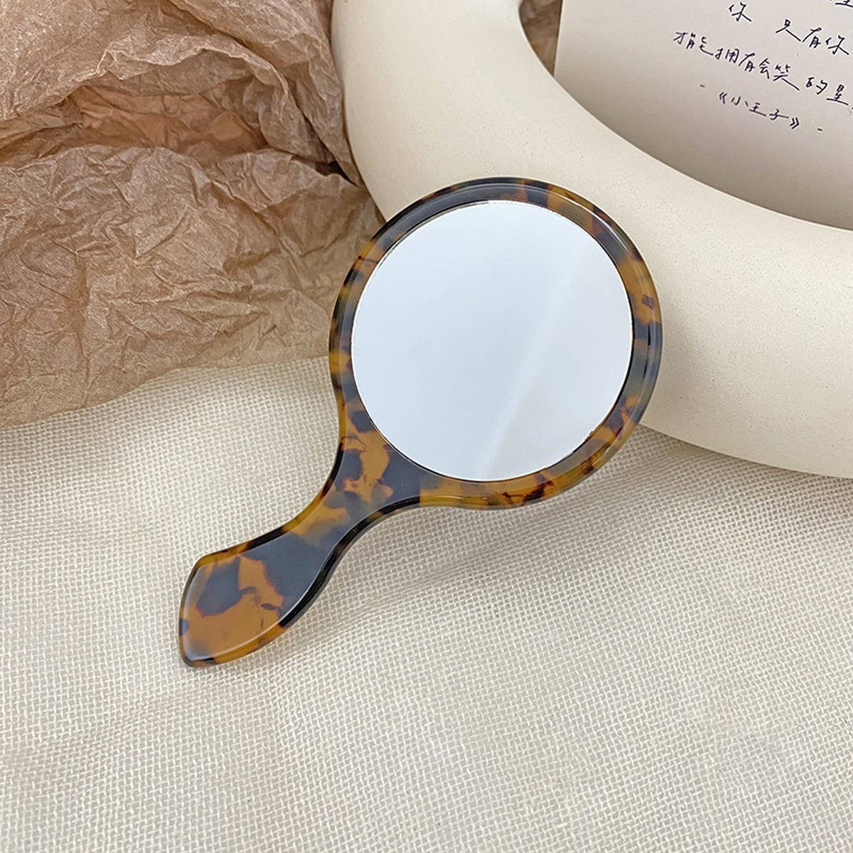 Retro Style Geometric Handheld Makeup Mirror_CWMM6397