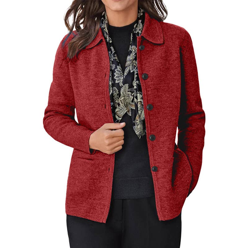 SOLID COLOR STYLISH LAPEL BUTTON COAT