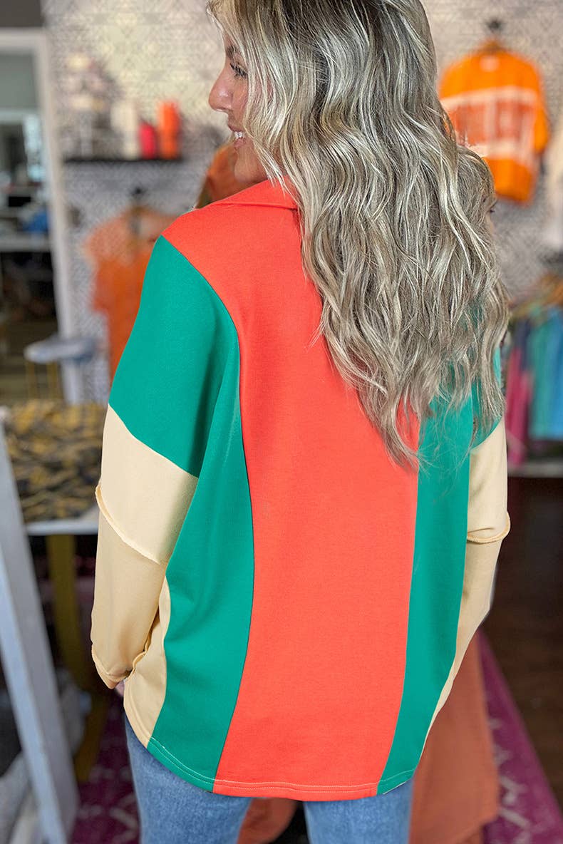 LAPEL CASUAL OVERSIZE MULTI-COLOR PRINTED HOODIE