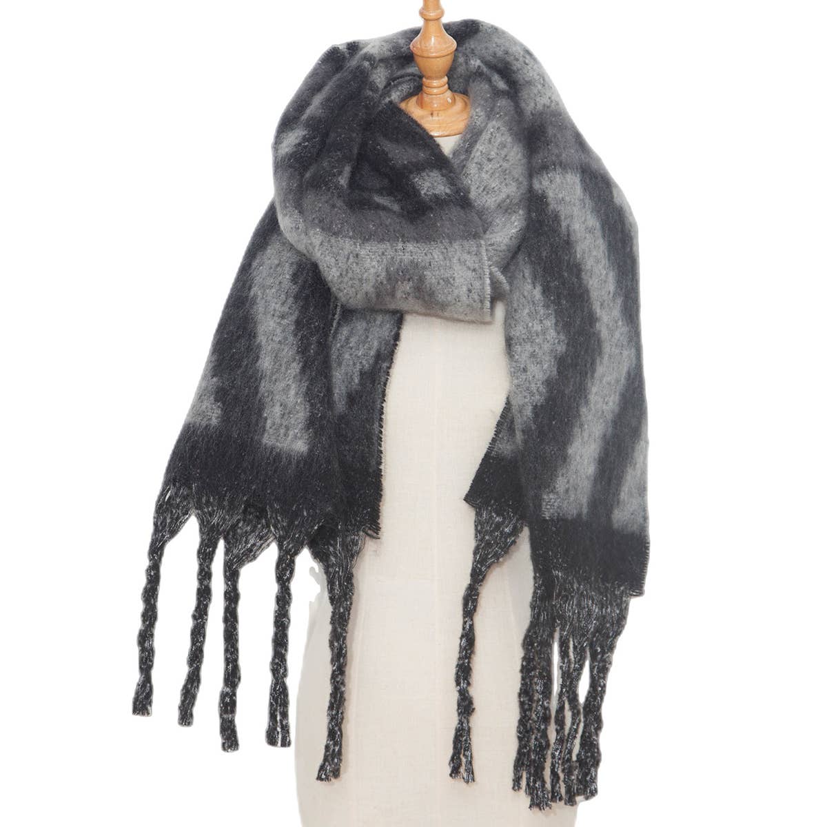 Faux Mohair Tassel Shawl ? Thick Winter Wrap
