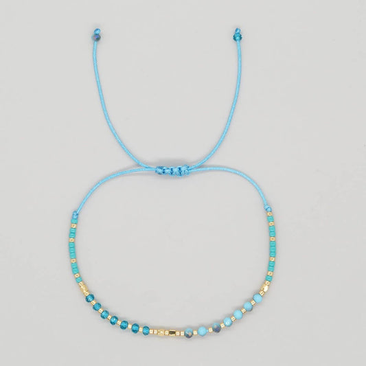 GRADIENT COLOR CRYSTAL FLAT BEAD BRACELET