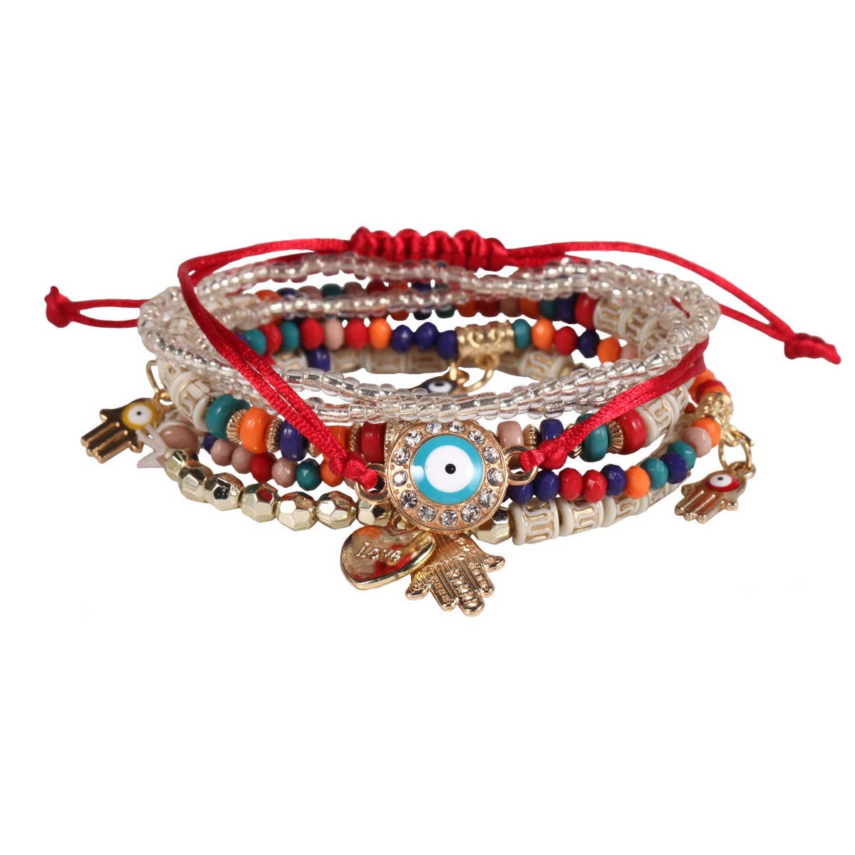 CWMM10465_EVIL EYE BEADED MULTI LAYER HANDMADE BRACELET