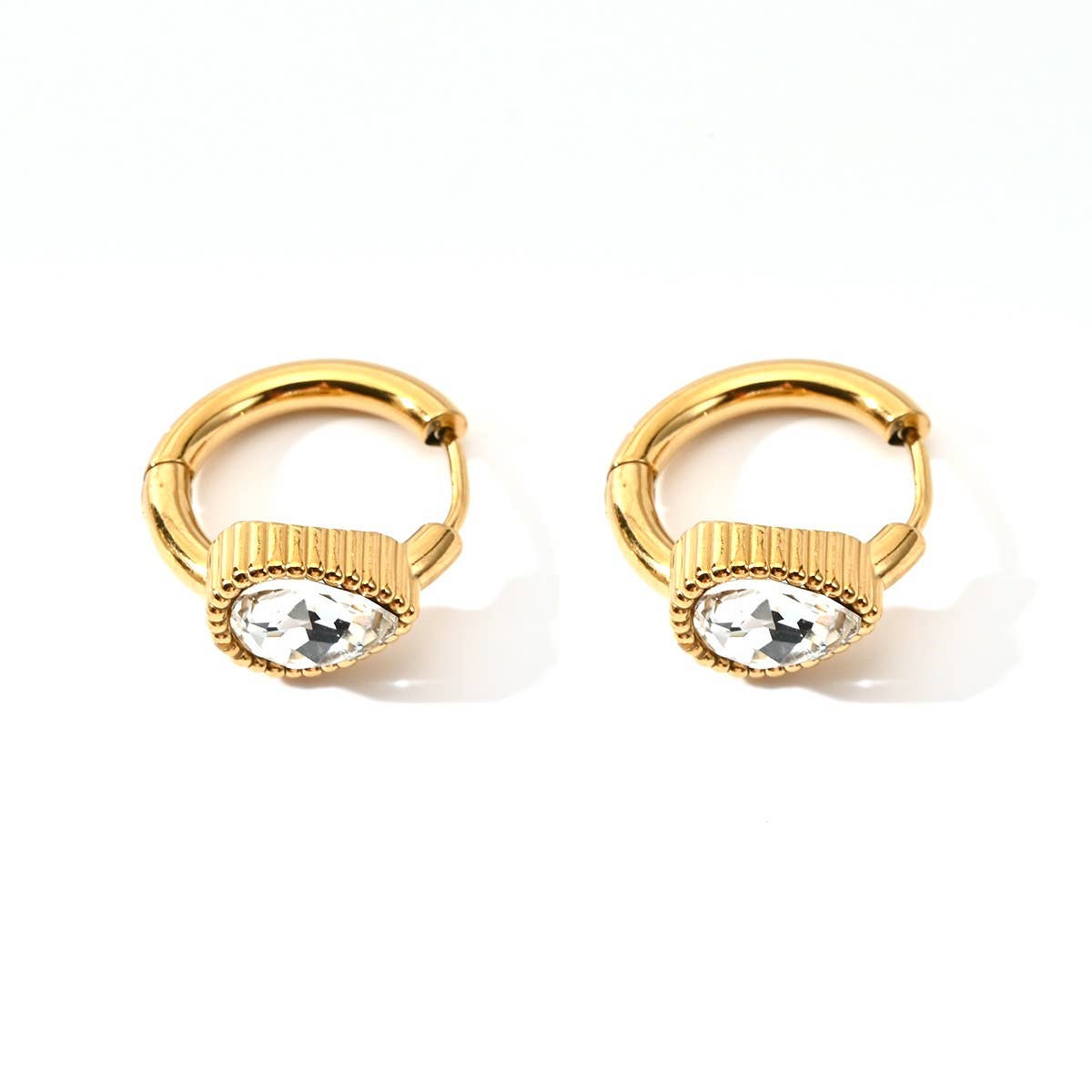 Unique Stainless Steel Heart Earrings with CZ