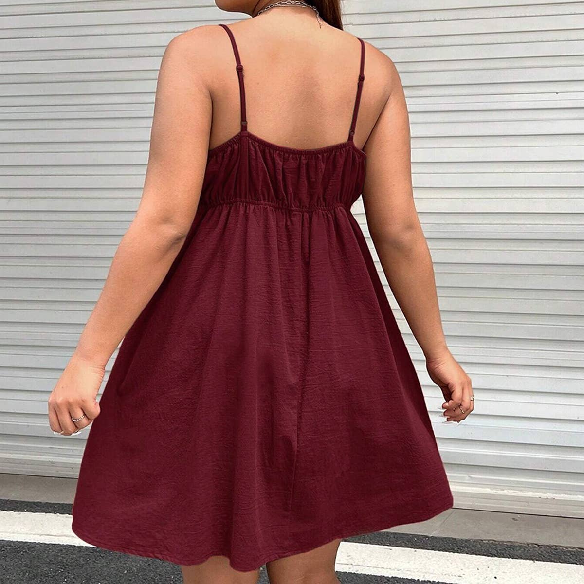 Sleeveless Mini Dress ??Waist Slim Strappy Fit_CWDHL1043