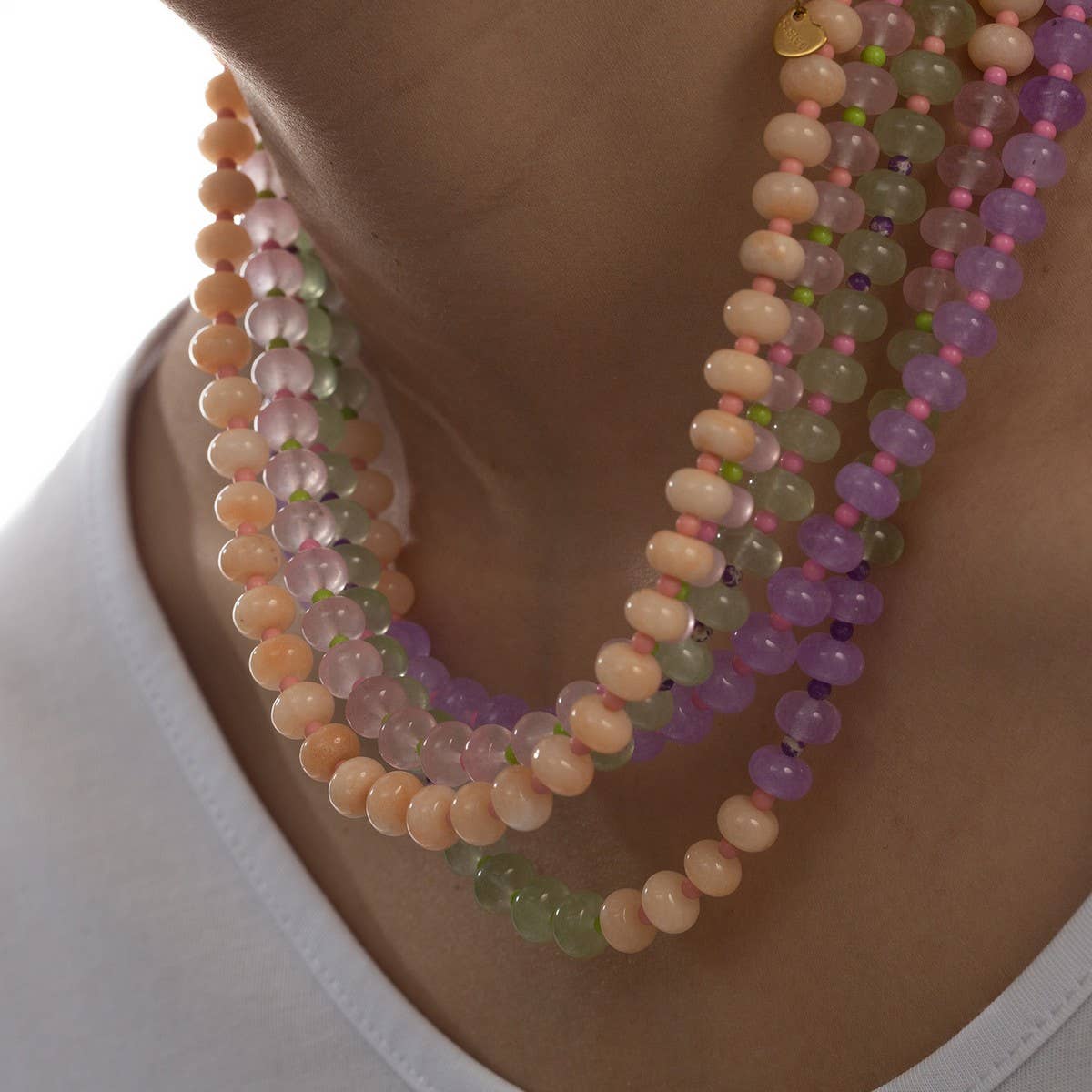 Pink-Green Natural Stone Beaded Necklace_CWMM8839
