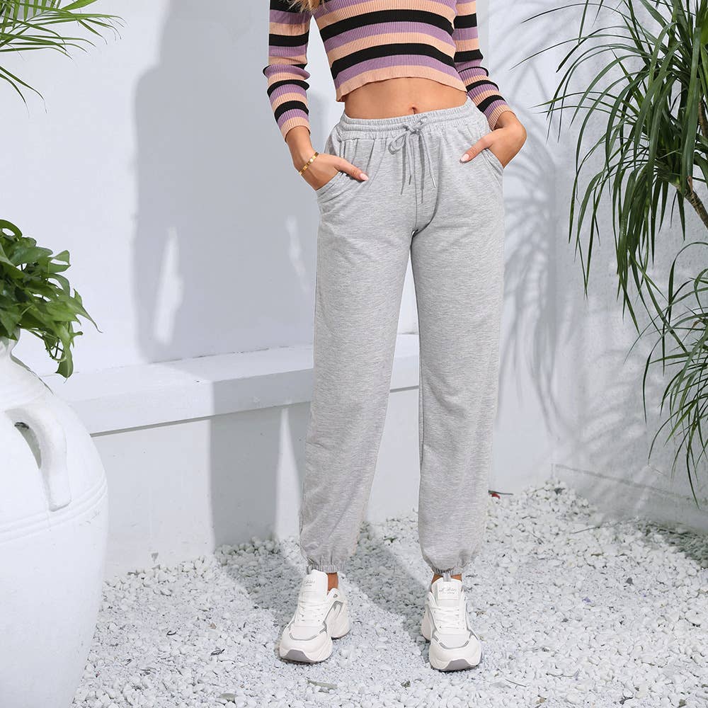 STYLISH HIGH-WAISTED SPORTS DRAWSTRING LEG PANTS