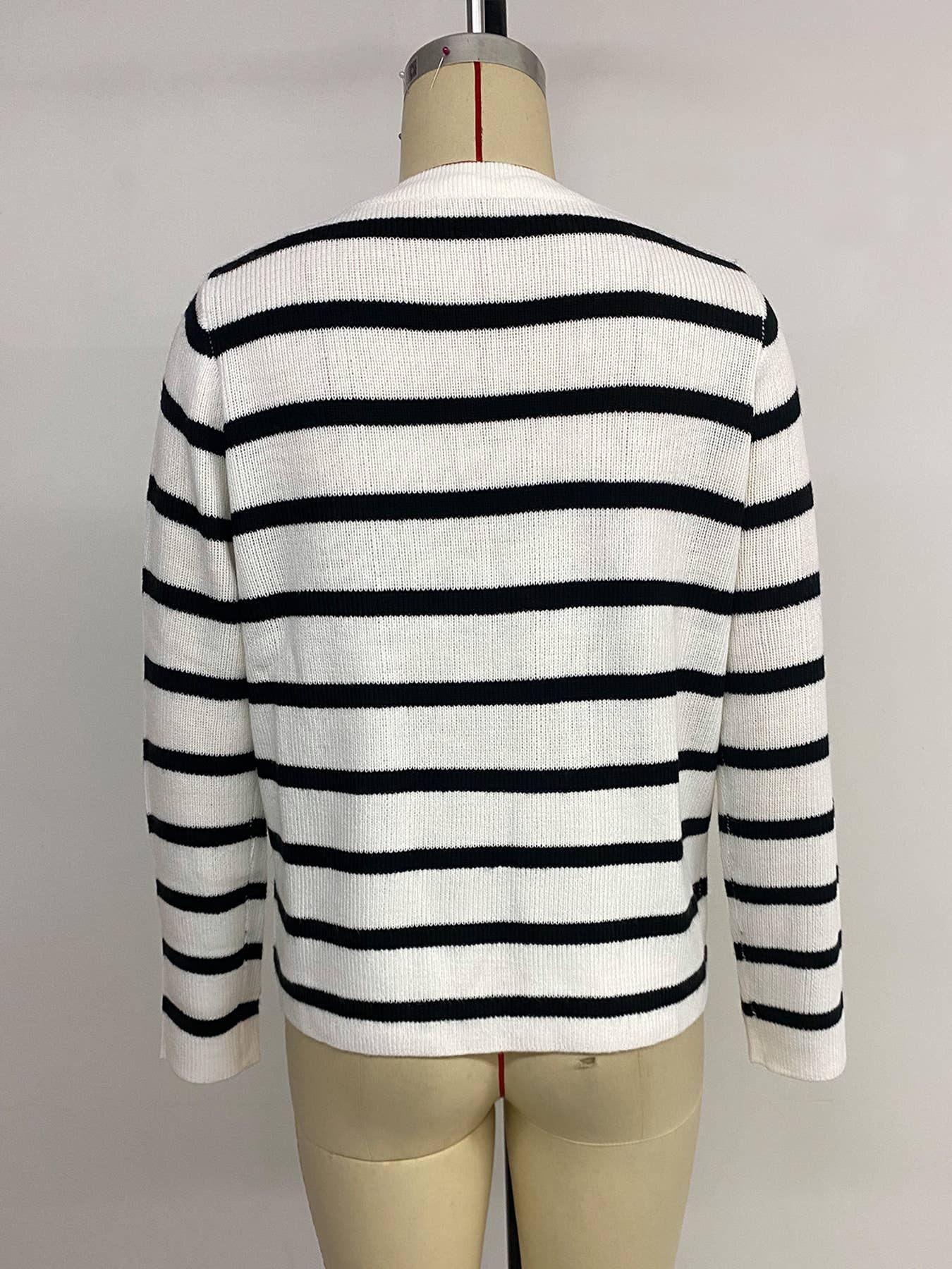 Striped color-blocking long sleeve knit cardigan