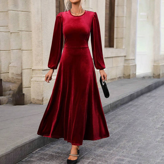 VELVET SENIOR SENSE BACKLESS TEMPERAMENT LONGDRESS