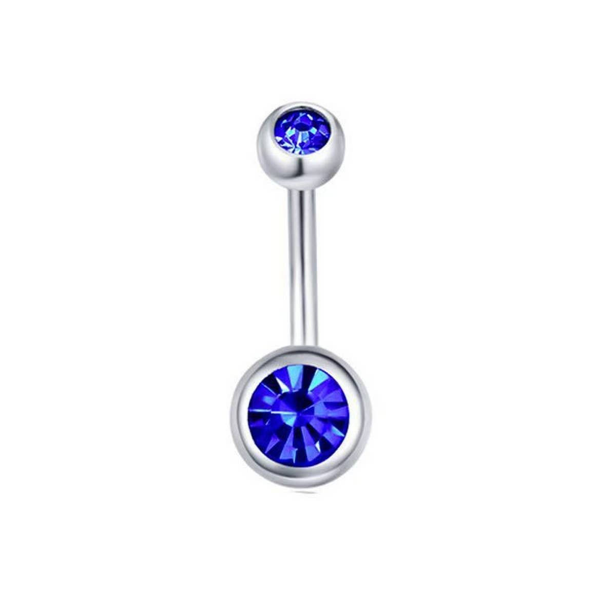 Double Gem Belly Button Ring ? Stainless Steel