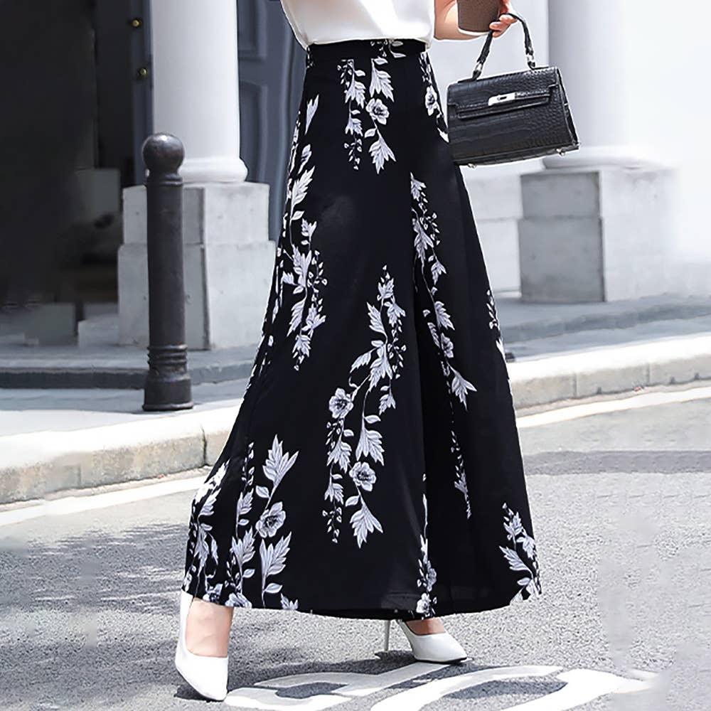 Pendant wide-leg print temperament slim pants