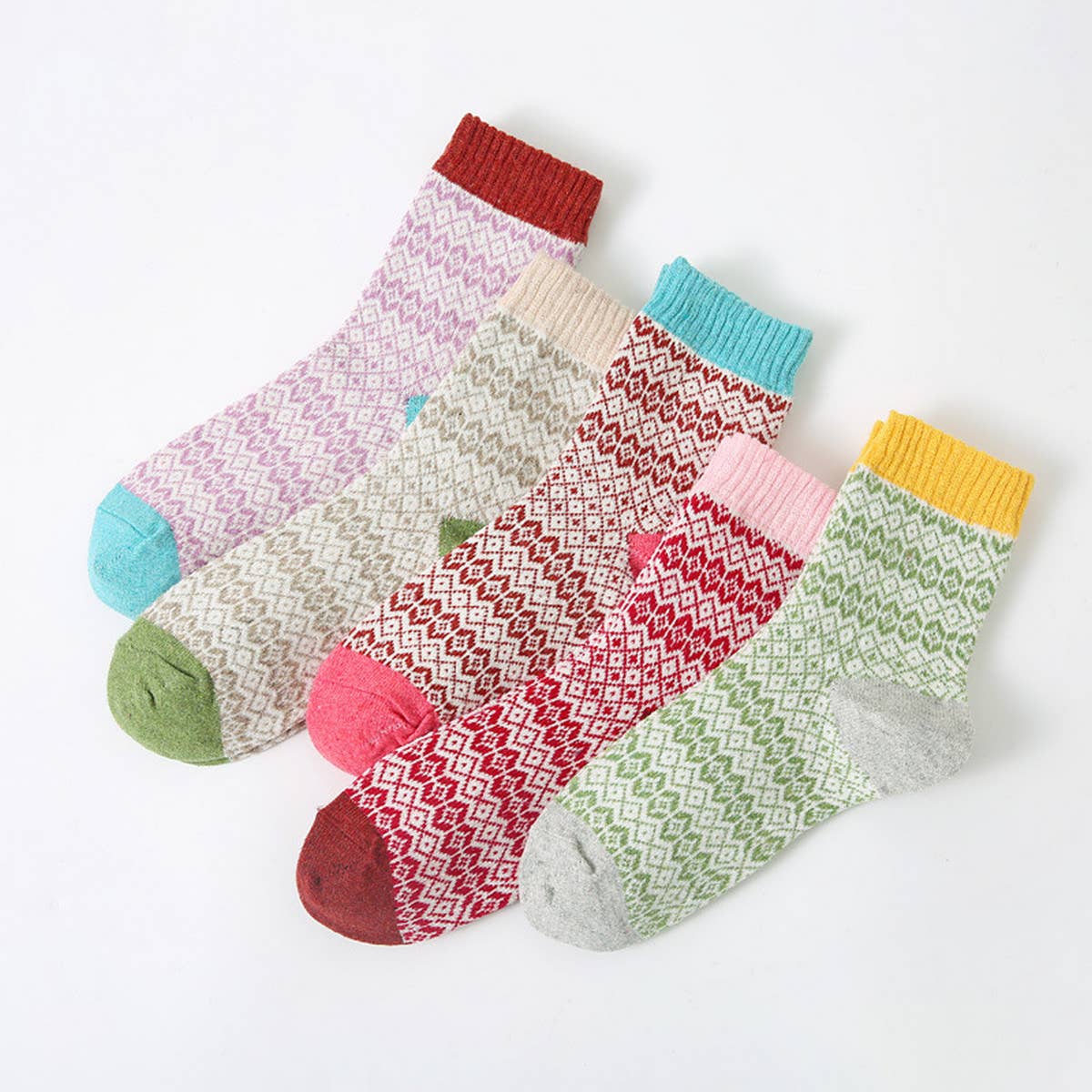 5 PAIRS OF COLOR MATCHING MID LENGTH COTTON SOCKS_CWMS0681