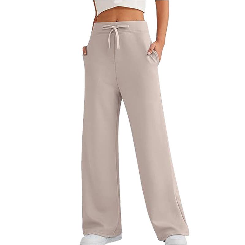LACE-UP BAGGY HIGH-WAISTED WIDE-LEG PANTS