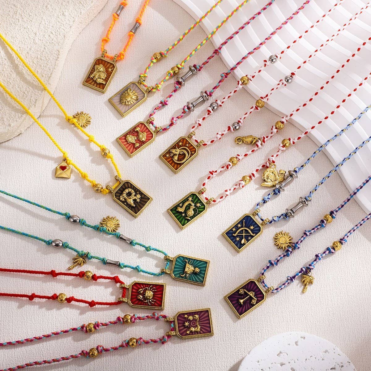 Handmade Zodiac Rope Necklace with Ocean Charms