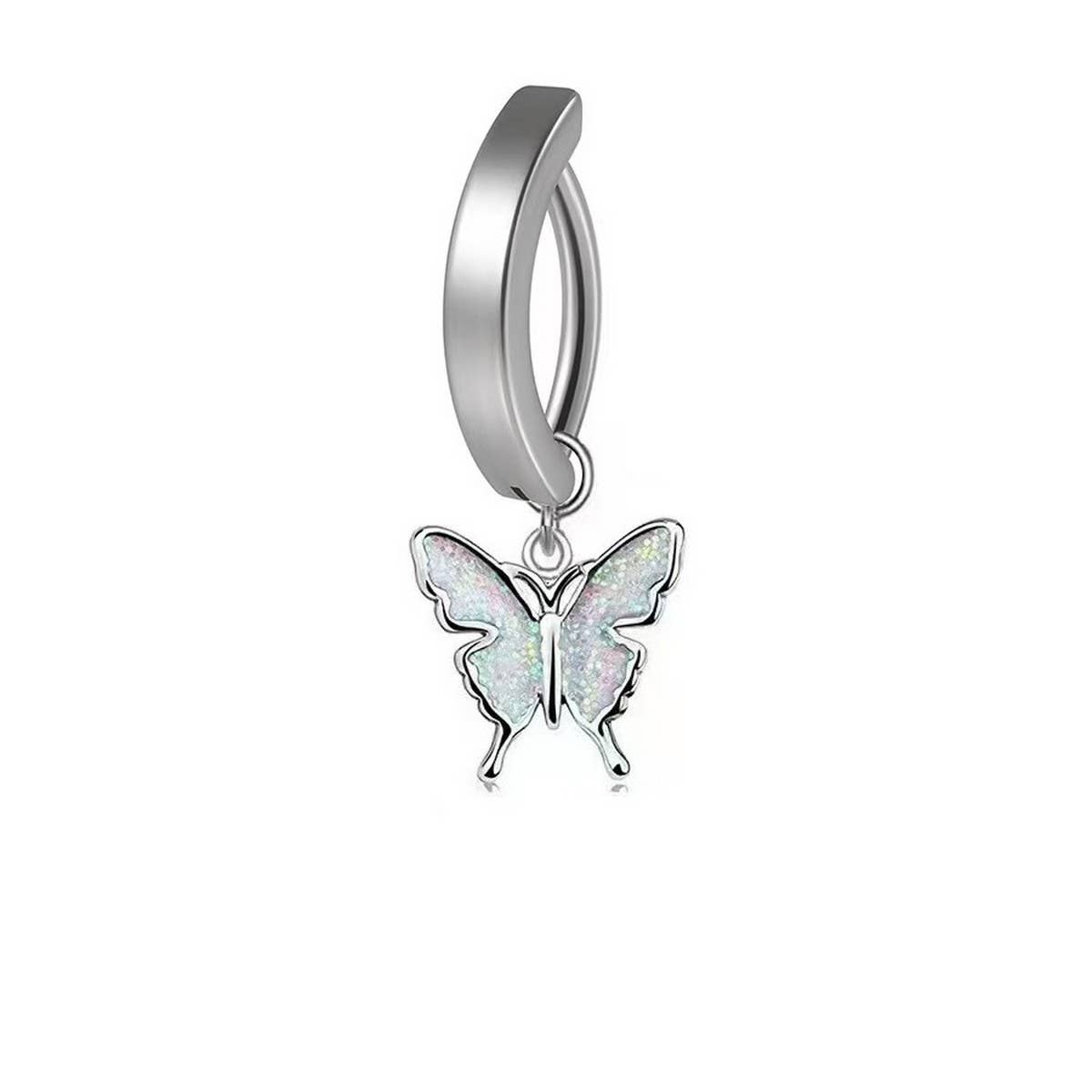 Minimal Curved Butterfly Star Belly Button Ring