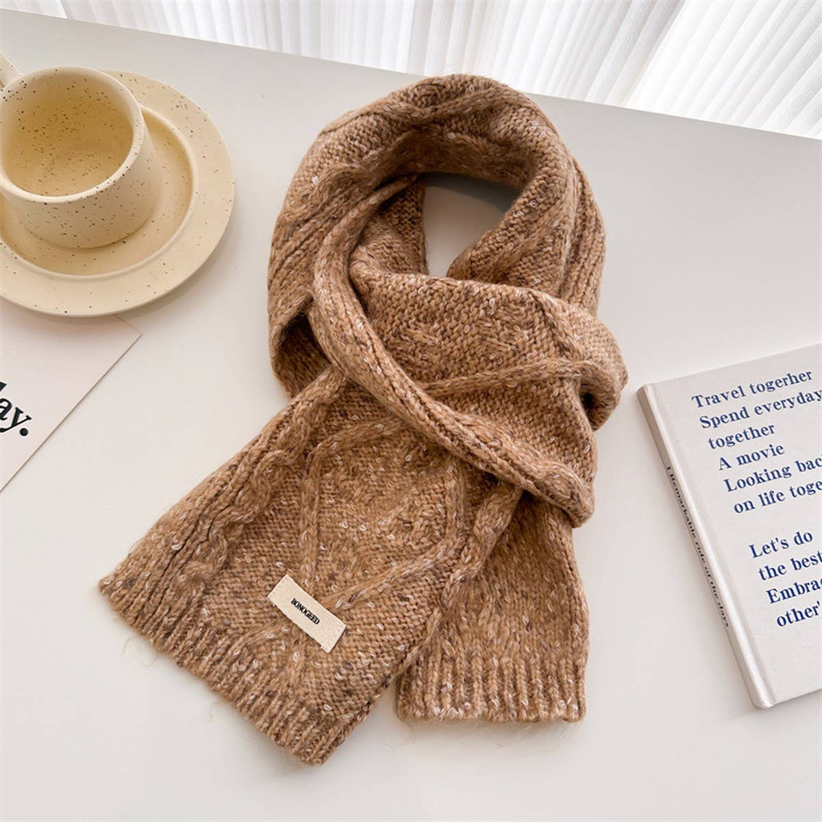 Elegant Solid Wool Scarf Wrap for Fall Winter