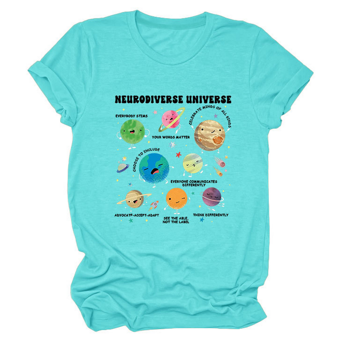 Casual Cute Tee ??Neurodiverse Universe Design_CWTTSL0513