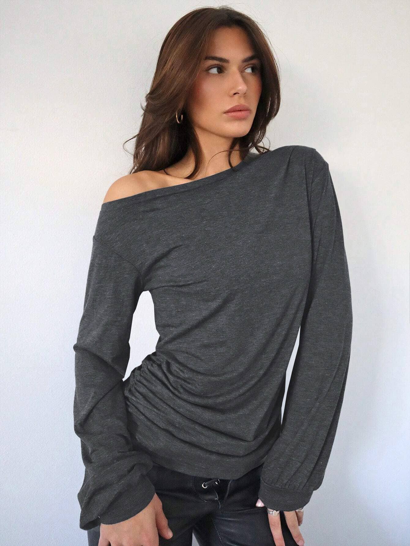 STYLISH AND VERSATILE BAGGY DIAGONAL COLLAR TOPS