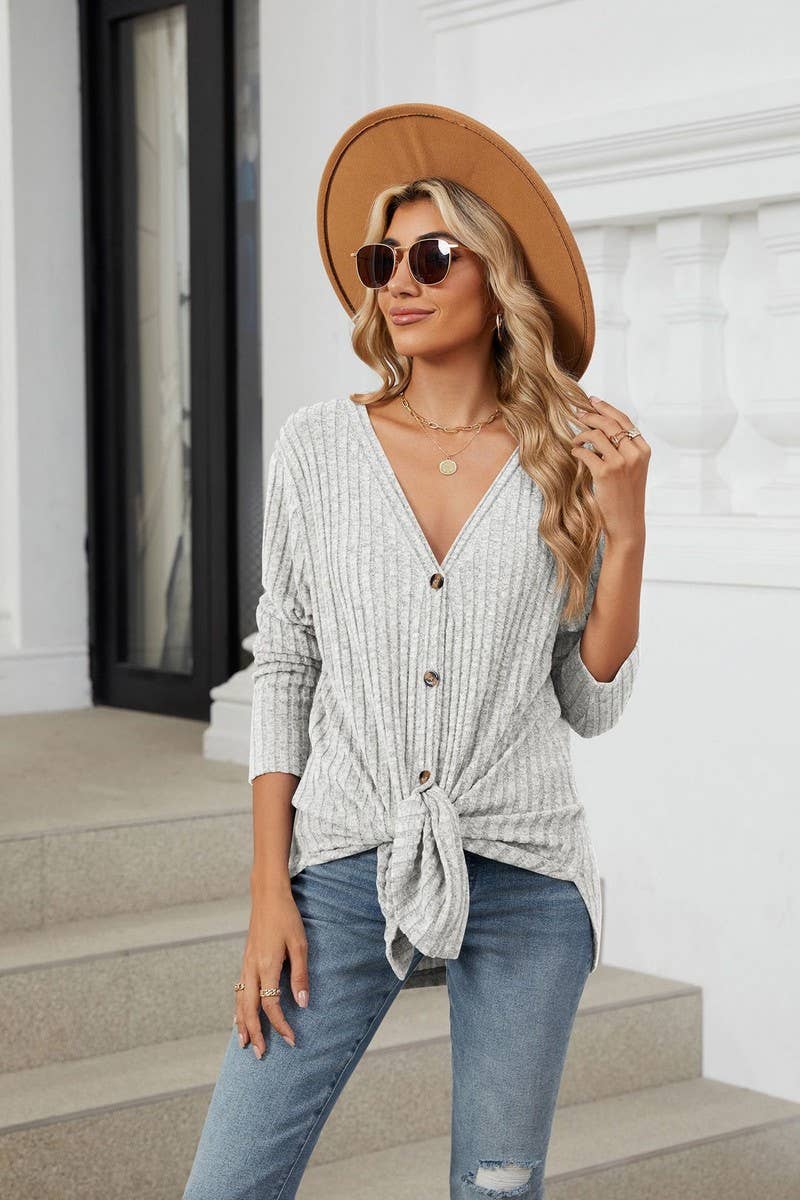 CWOCAL2269_AUTUMN AND WINTER BUTTON KNIT CARDIGAN