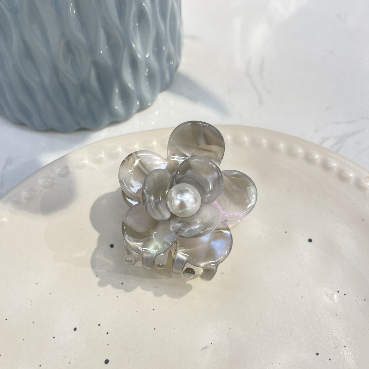 loral Pearl Hair Claw, Rhinestone Elegant Clip