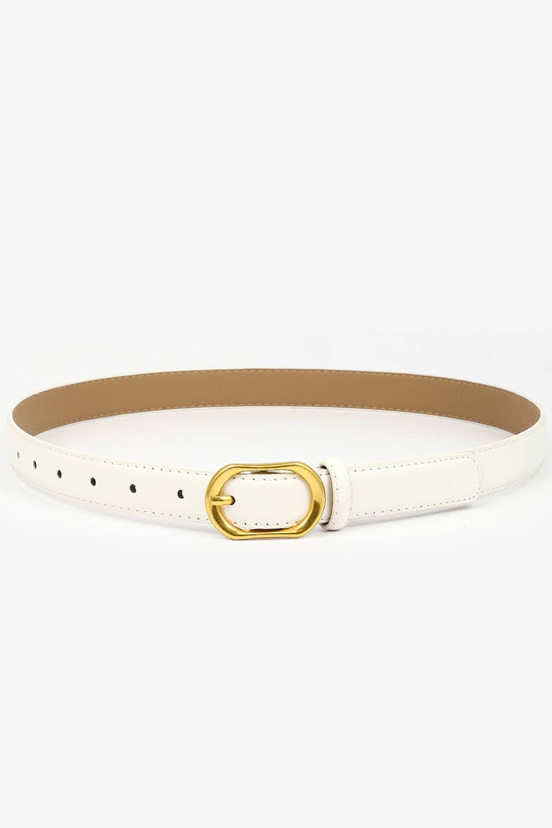 GOLD ROUND BUCKLE SLIM BELT_CWABE0086
