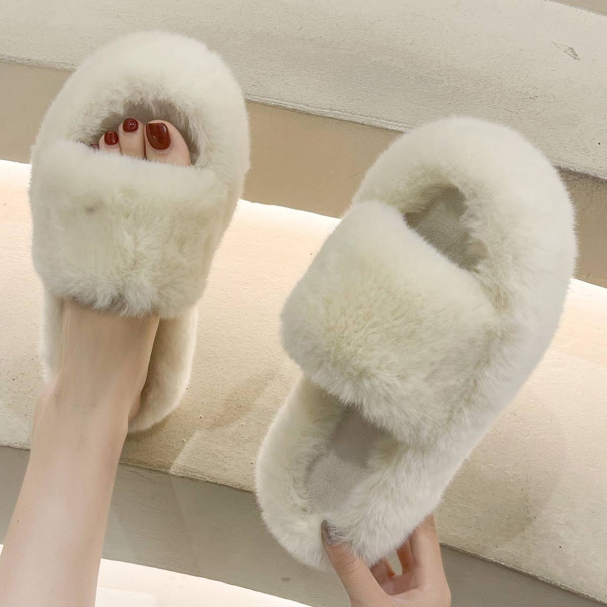 WEAR A THICK BOTTOM OF PLUSH SLIPPERS OUTSIDE