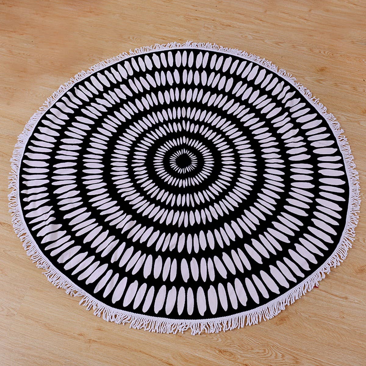 Round Microfiber Tassel Beach Towel Blanket
