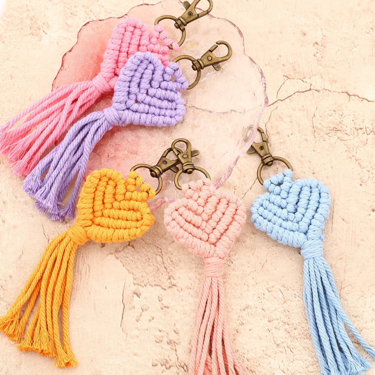 OVE Pendant Woven Keychain Colorful Heart Charm_CWMM6876