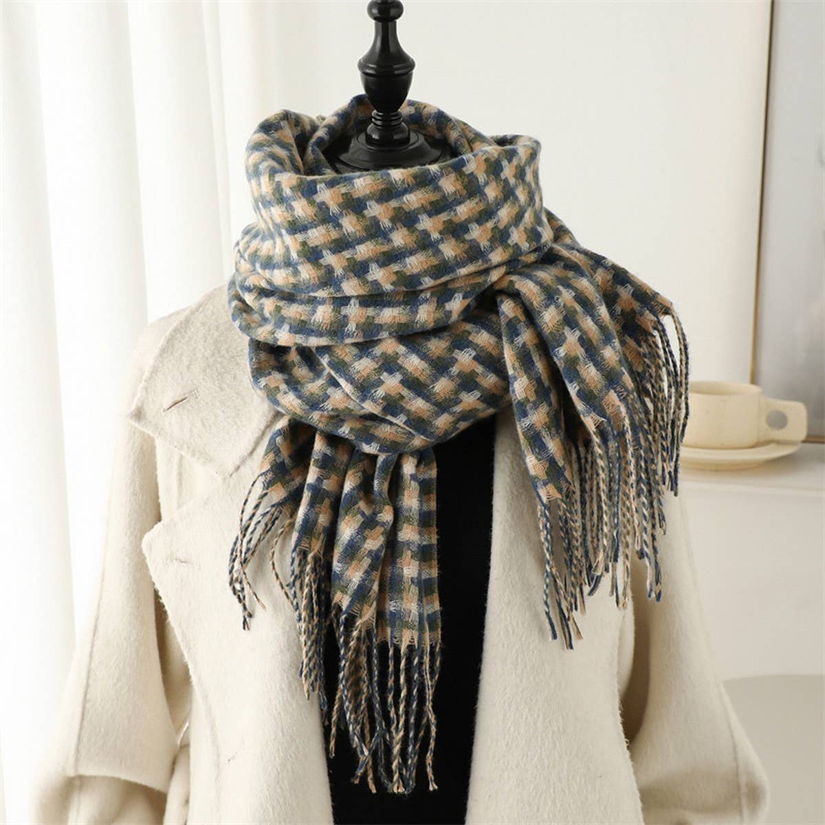 NEW RETRO BRITISH PLAID WARM SCARF