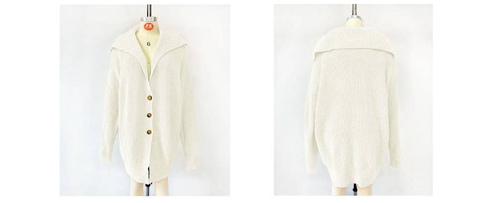 SOLID COLOR CARDIGAN WITH LAPEL AND POCKETS