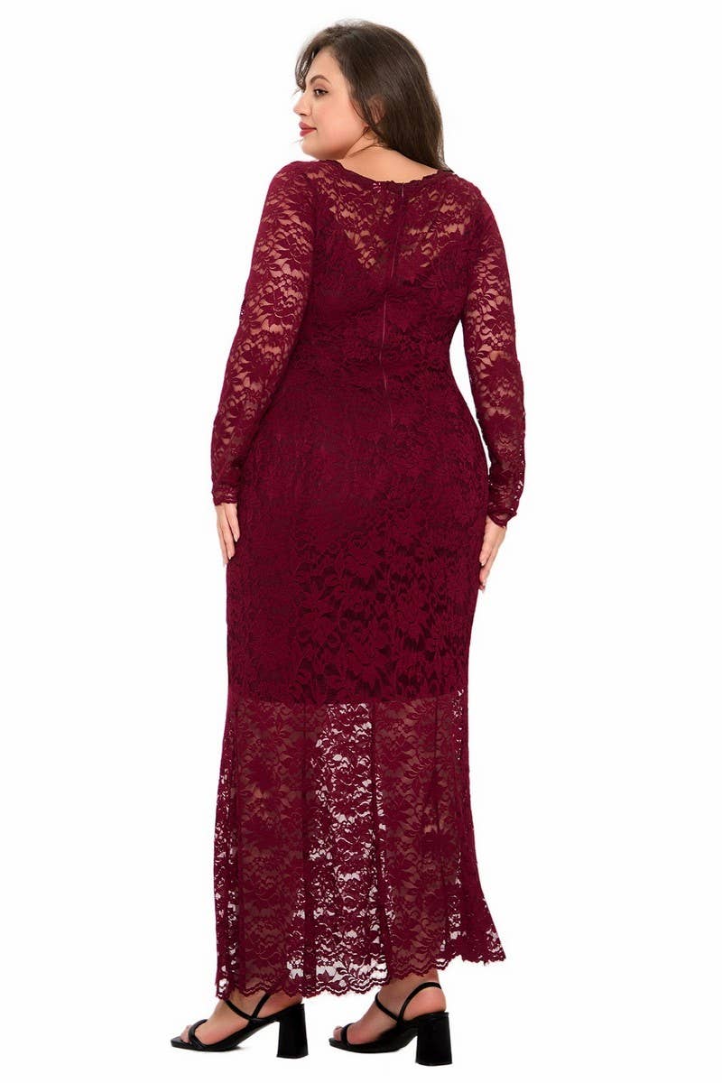 CWDMD3233_PLUS SIZE LACE MERMAID EVENING GOWN DRESS