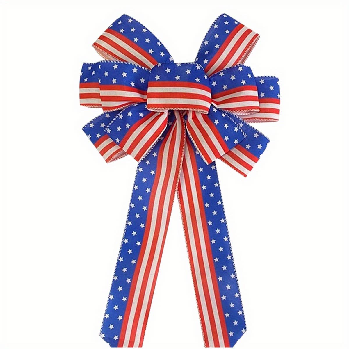CWMM10250_4TH OF JULY PATRIOTIC BURLAP BOW USA FLAG DECOR