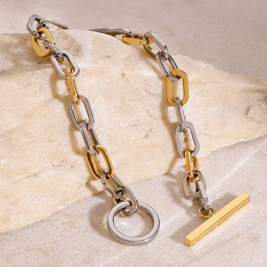 Two-Tone Stainless Steel Chain Bracelet
