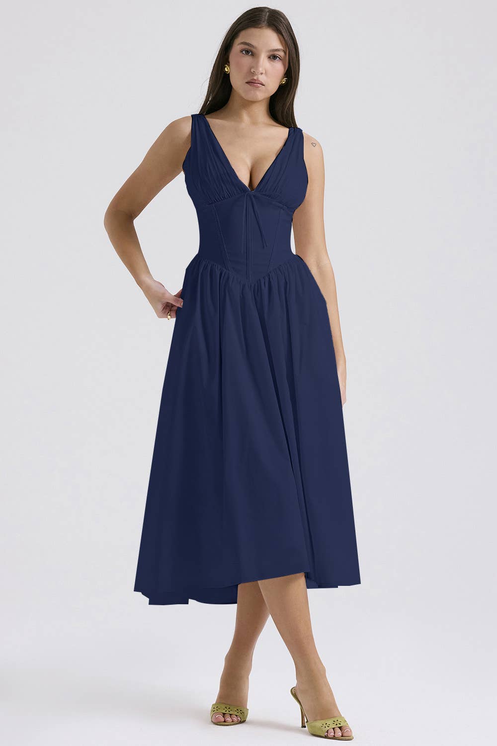 STYLISH PRINTED V-NECK DRESS