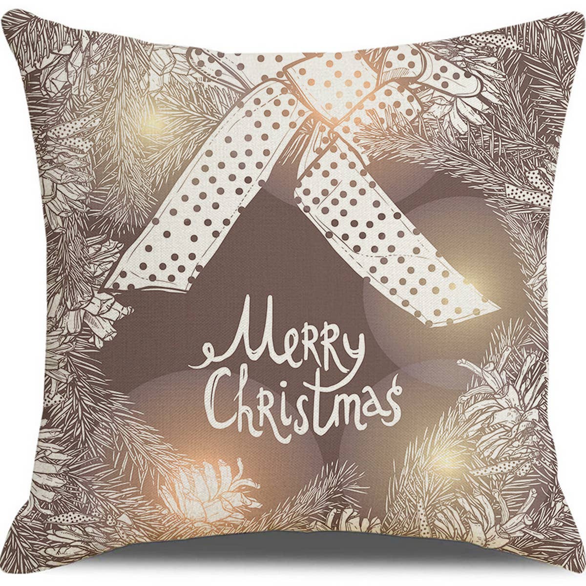 GOLD CHRISTMAS PRINT PILLOWCASE