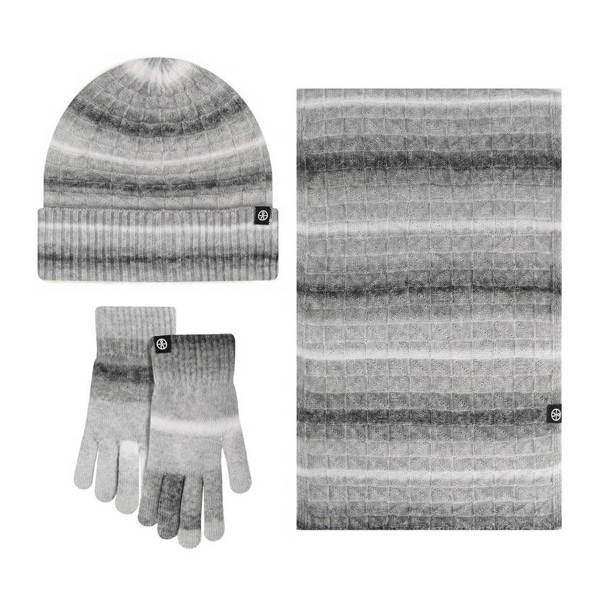 WINTER STRIPED GRADIENT SCARF THREE-PIECE SET