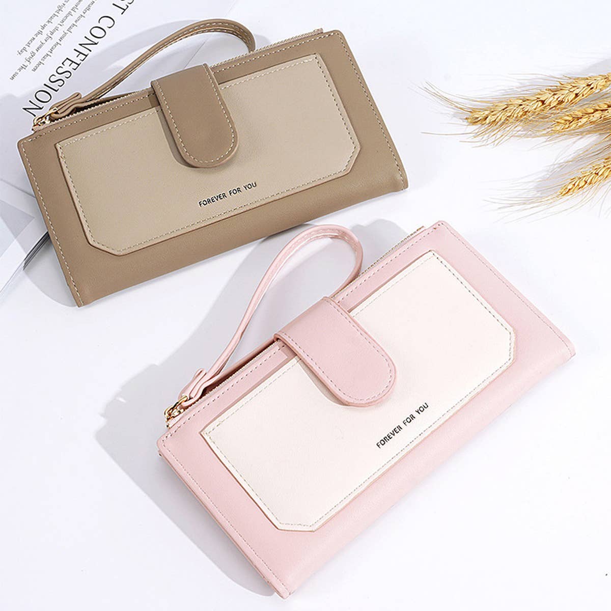 WOMEN FASHION MAGNETIC BUCKLE PRINTED WALLET_CWAB1255