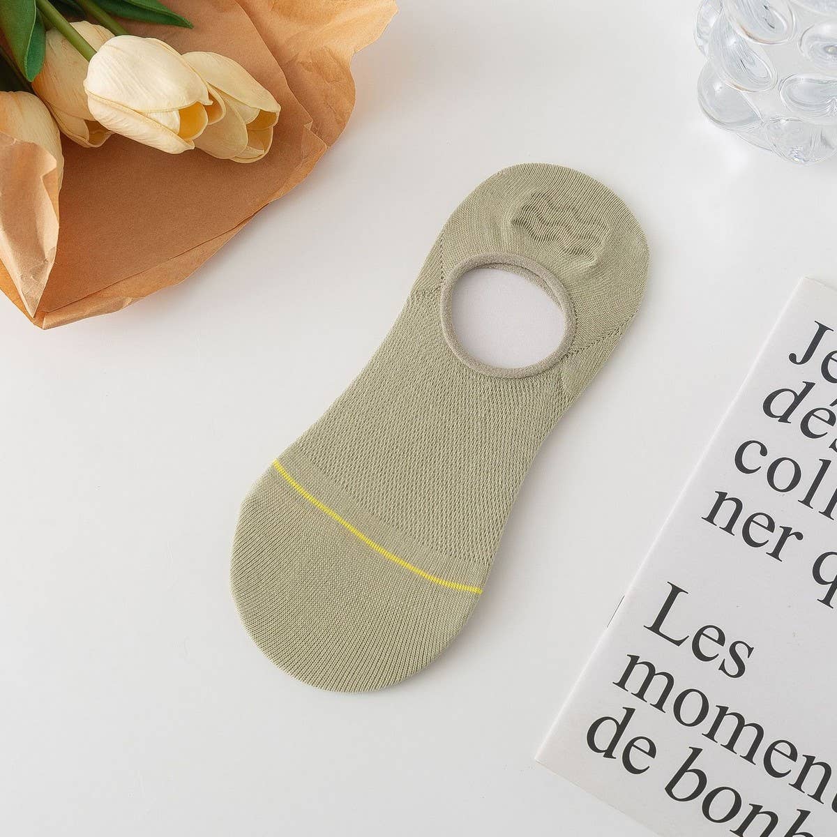 CASUAL SOLID COLOR MESH INVISIBLE SOCKS FOR WOMEN_CWMS2032