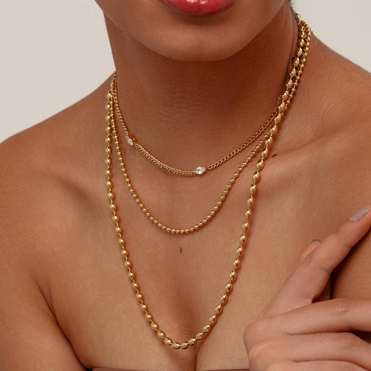 TEMPERAMENT ROUND CHAIN ZIRCON NECKLACE