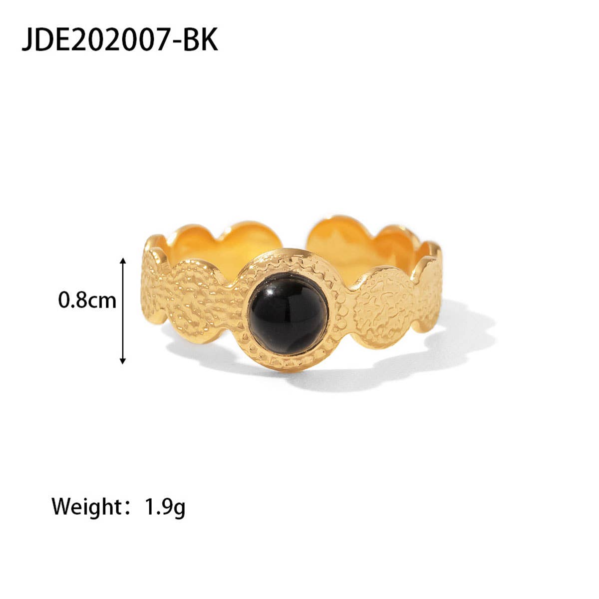 GOLD STAINLESS STEEL INLAID NATURAL STONE RINGS