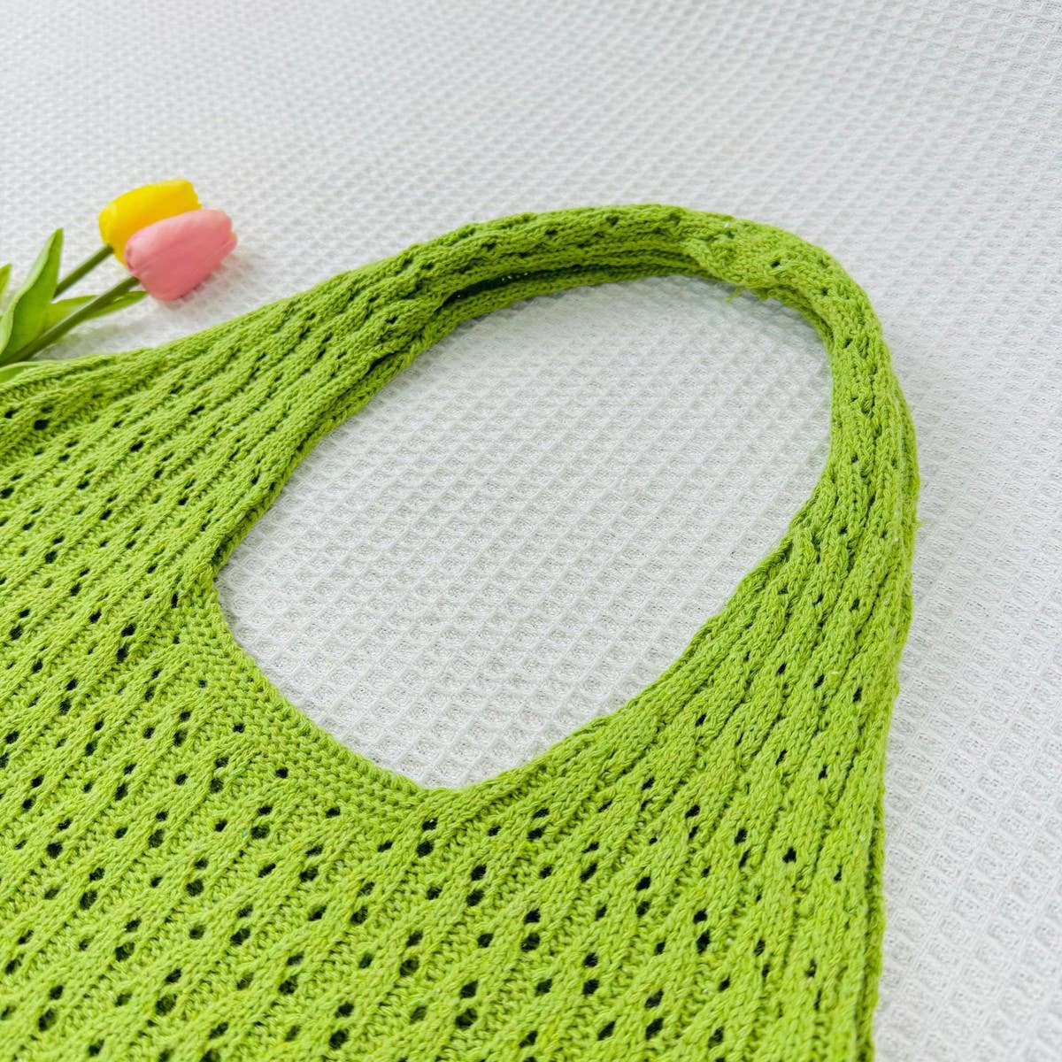 CWAB5065_KNITTED OPENWORK WOVEN SHOULDER BAG