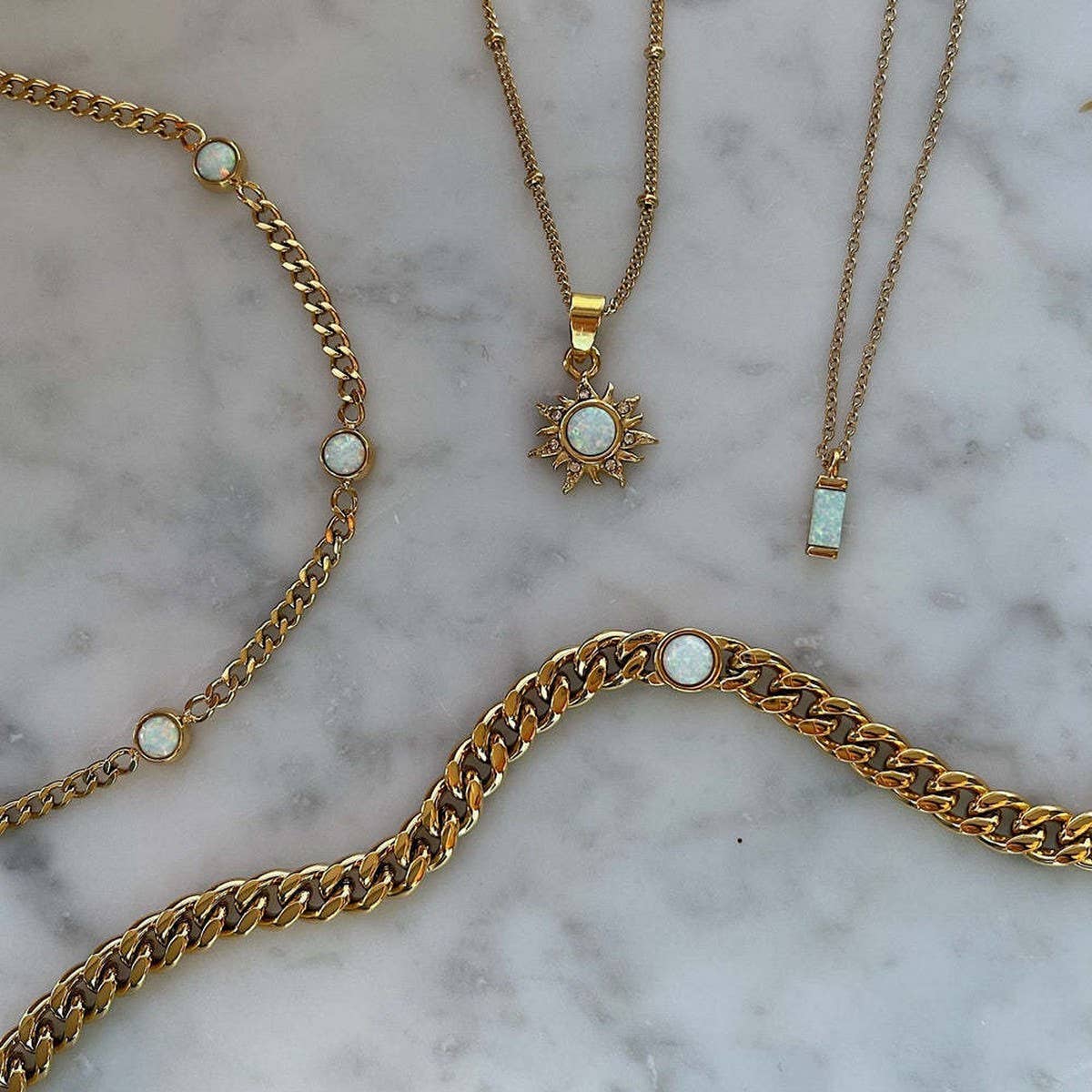 Creative Natural Stone Sun Pendant Necklace