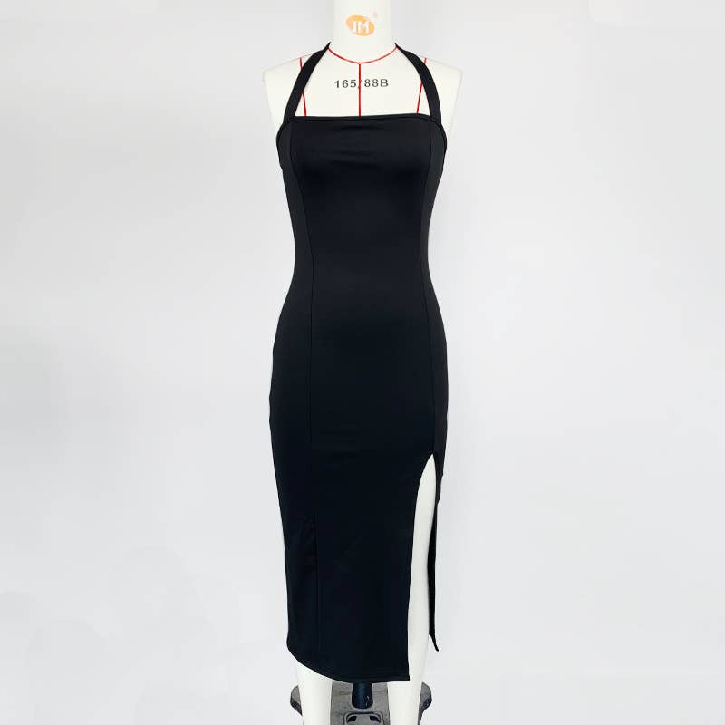 ELEGANT SEXY HALTER HALTER DRESS