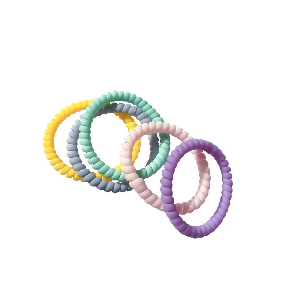 SYMPHONY CREAM TELEPHONE WIRE HAIR TIES 5-PACK_CWAHA1095