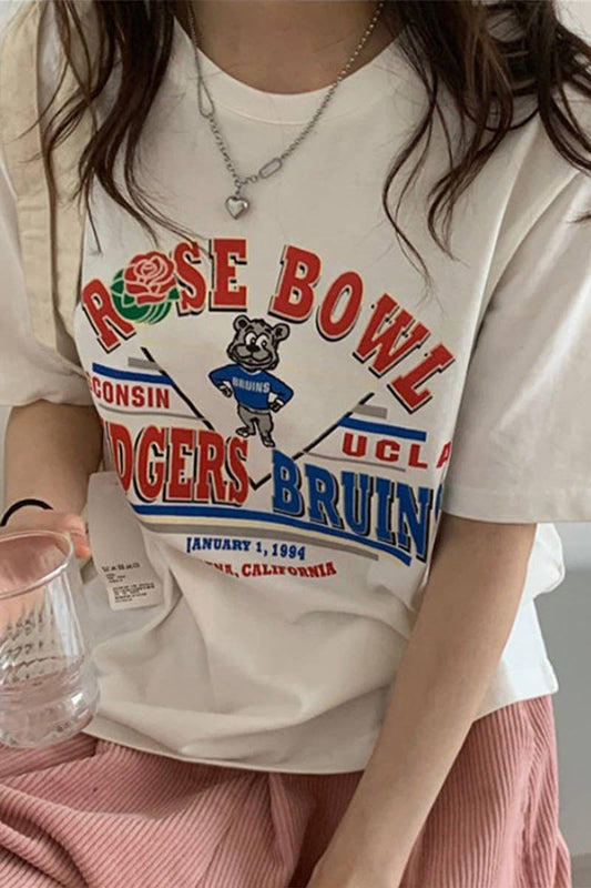 Cwtts0967_Cartoon Letter Print Casual T Shirt