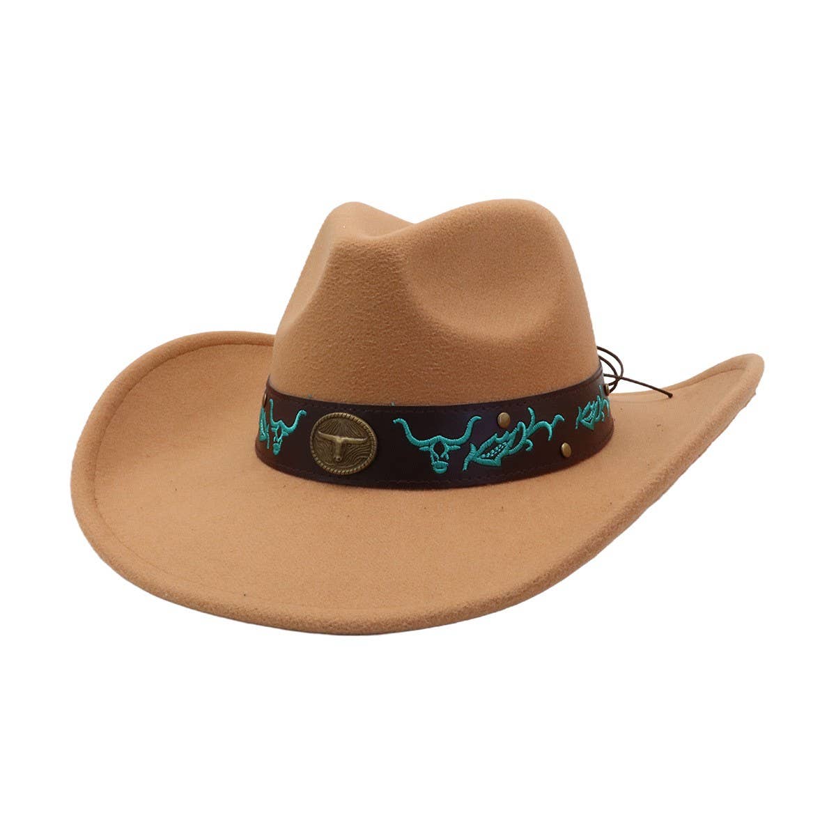 Western Ethnic  Felt Cowboy Fedora Hat_CWAH04449